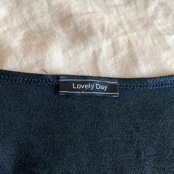 Navy blue and black square neck dress - Picture 2 of 5